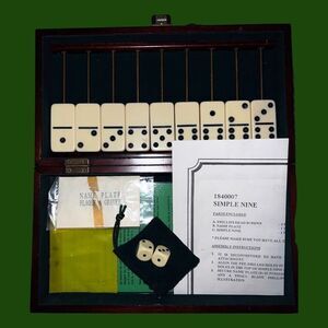 Vintage 1995 SIMPLE NINE Domino Game  The Bombay Company Wooden Box Set
